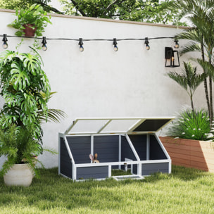 Casa para Tortugas de Madera, Terrario para Reptiles sin Base con Tapas Abatibles, Puerta Frontal Abrible y Pestillos de Seguridad, Caseta para Tortugas, 120x55x50 cm, Gris Claro