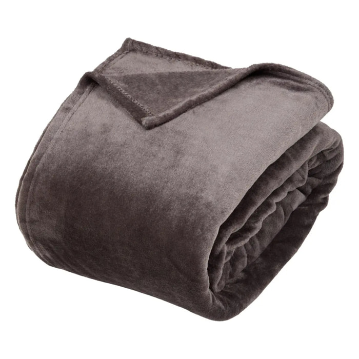 Plaid flanelle Ollis gris foncé 260x240cm