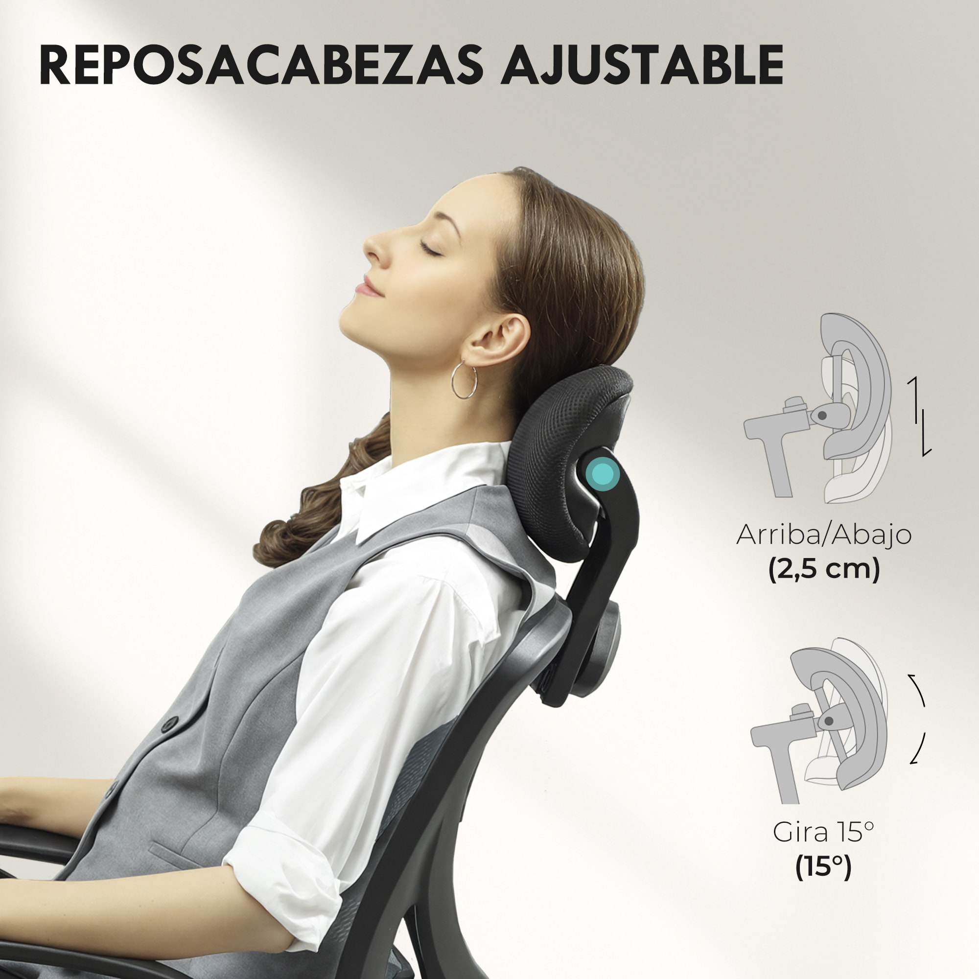 Silla de Escritorio Giratoria Silla de Oficina con Altura Ajustable Respaldo Reclinable Reposacabezas Regulable y Soporte Lumbar Tapizado en Malla Transpirable Gris Oscuro