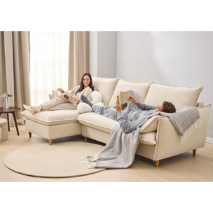 Sofá Cama Chaise Longue Intercambiable - Apertura Italiana - Colchón Matrimonio 140x195 - Tejido Anti-Manchas - 2 Cojines Función Almohada incluídos - 5 Años de Garantía