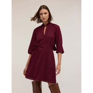 Motivi - Vestido fluido drapeado - Burgundy