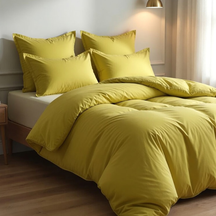 Parure Housse De Couette + 1 taie 100% Coton 57fils Gold