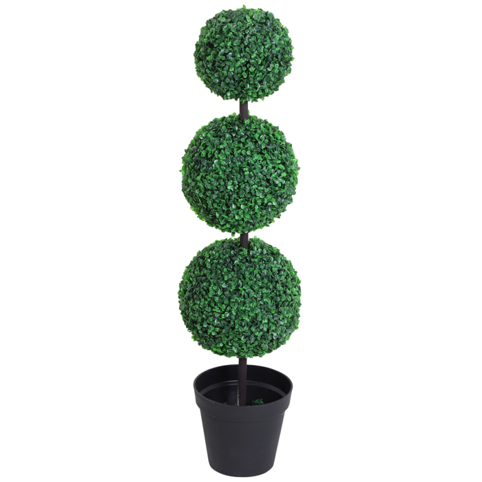 Buis artificiel topiaire artificielle en forme de boules dim. Ø 30 x 112H cm vert