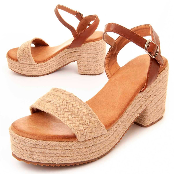 Sandalias de Tacón - Beige - Altura: 7 cm