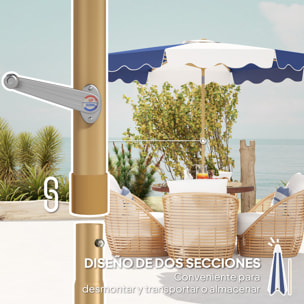 Sombrilla Terraza Exterior Ø267 cm Sombrilla de Jardín con Ángulo Inclinable y Manivela Protección UV 50+ Parasol para Patio Terraza Azul y Blanco