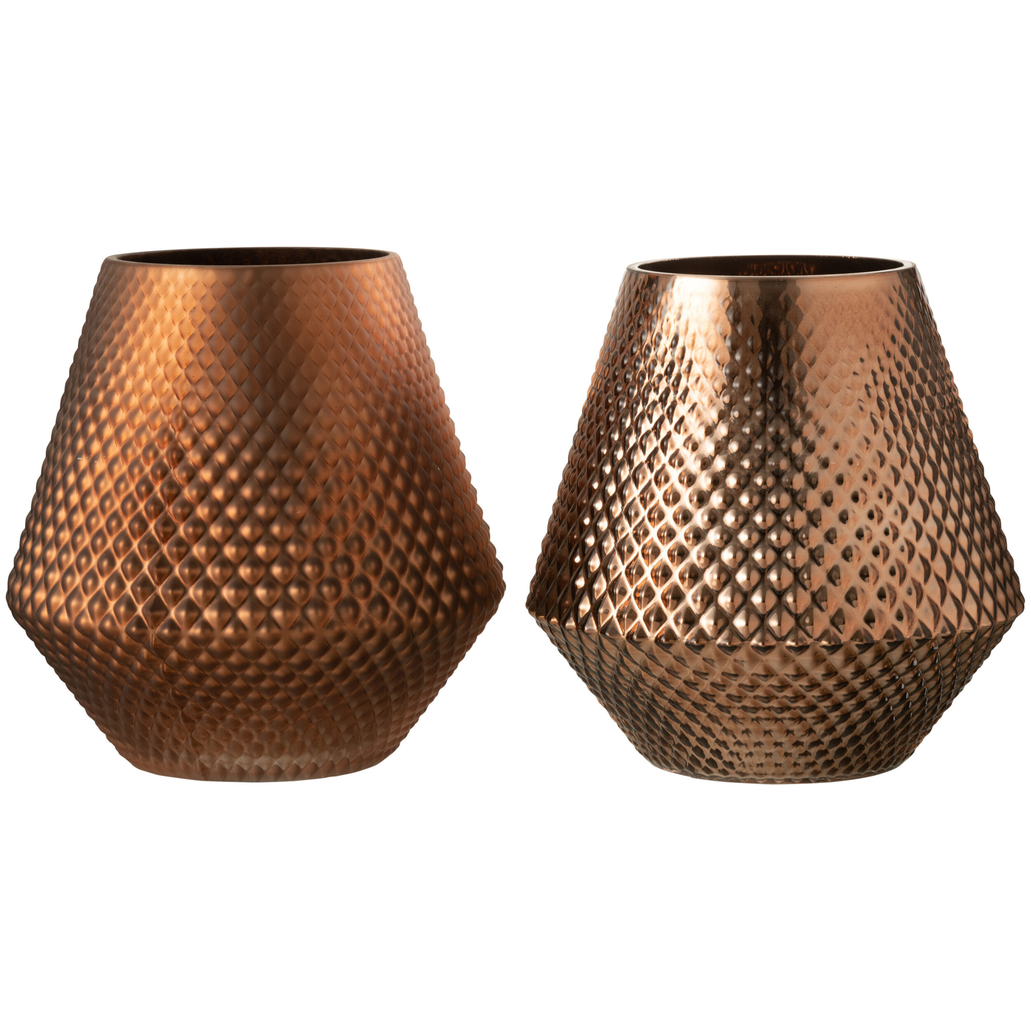 J-Line bougeoir Cari - verre - cuivre - large - 2 pcs