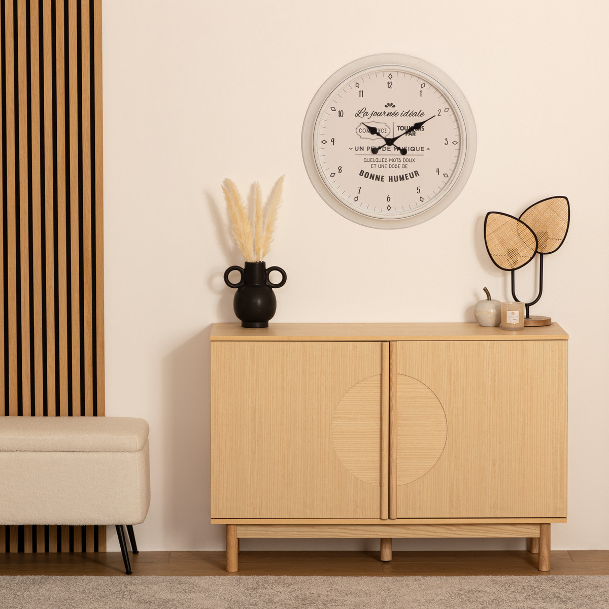 Horloge "Citation" - noir & blanc D60 cm