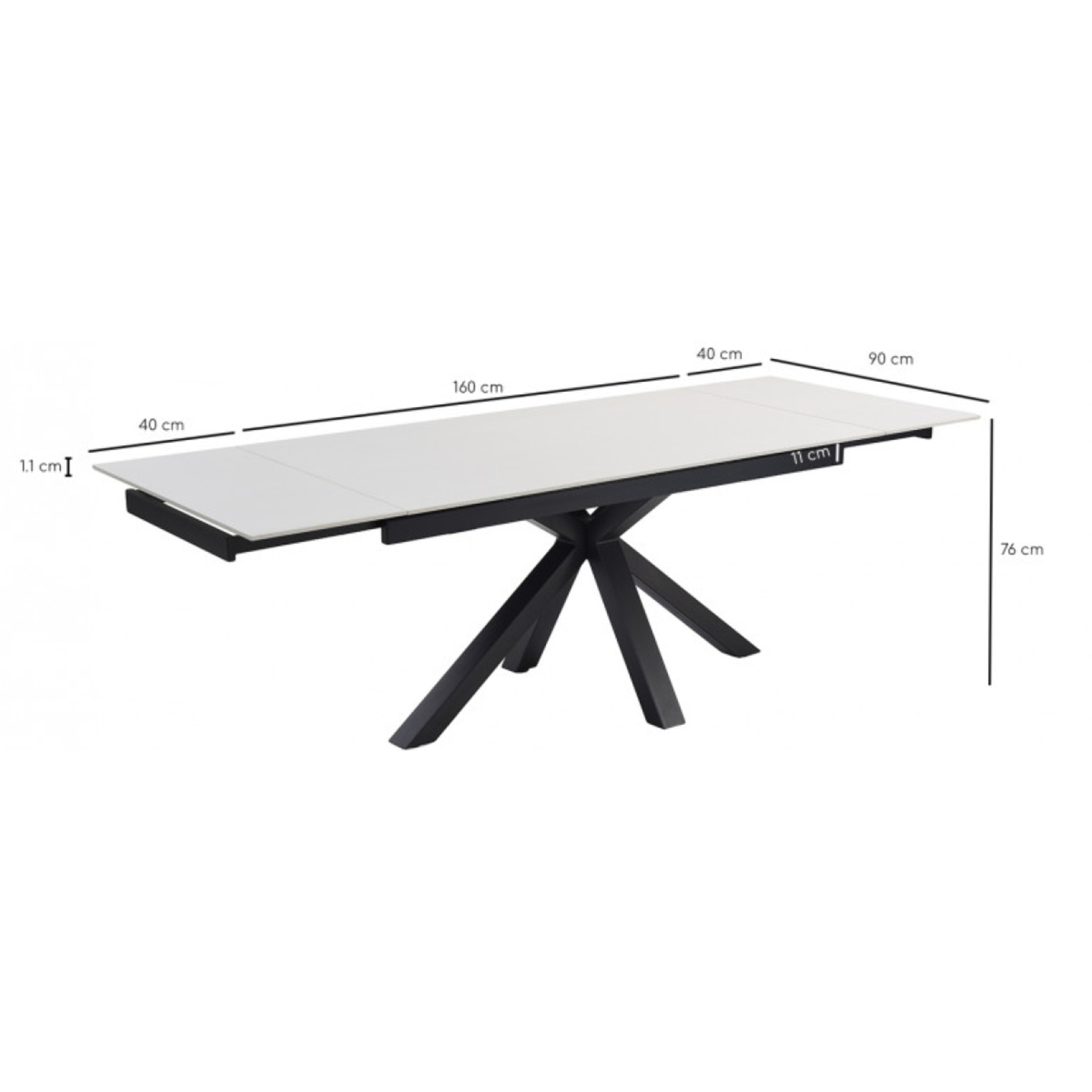 Table extensible en céramique blanc pure L160/240cm - 9 piètements - UNIK