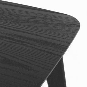 Table et chaises 4 personnes en velours et bois noir - Oman