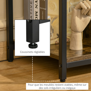 Meuble TV 110 cm, pour téléviseur jusqu'à 55 pouces avec compartiments ouverts et étagère réglable, brun rustique