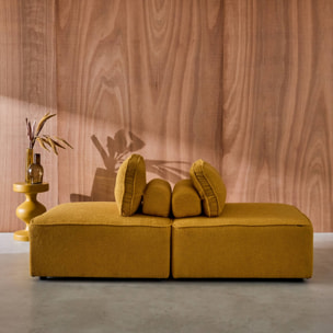 Lot de 2 chauffeuses pour canapé modulable tissu bouclette moutarde 1 place Bao. L 90 x P 90 x H 74cm