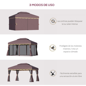 Gazebo Pabellón Exterior Jardín 2.9x3.9x2.8m Carpa Cenador Aluminio