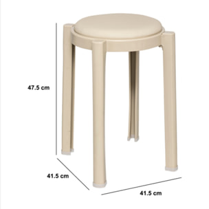 Tabouret "Plasta" en plastique beige