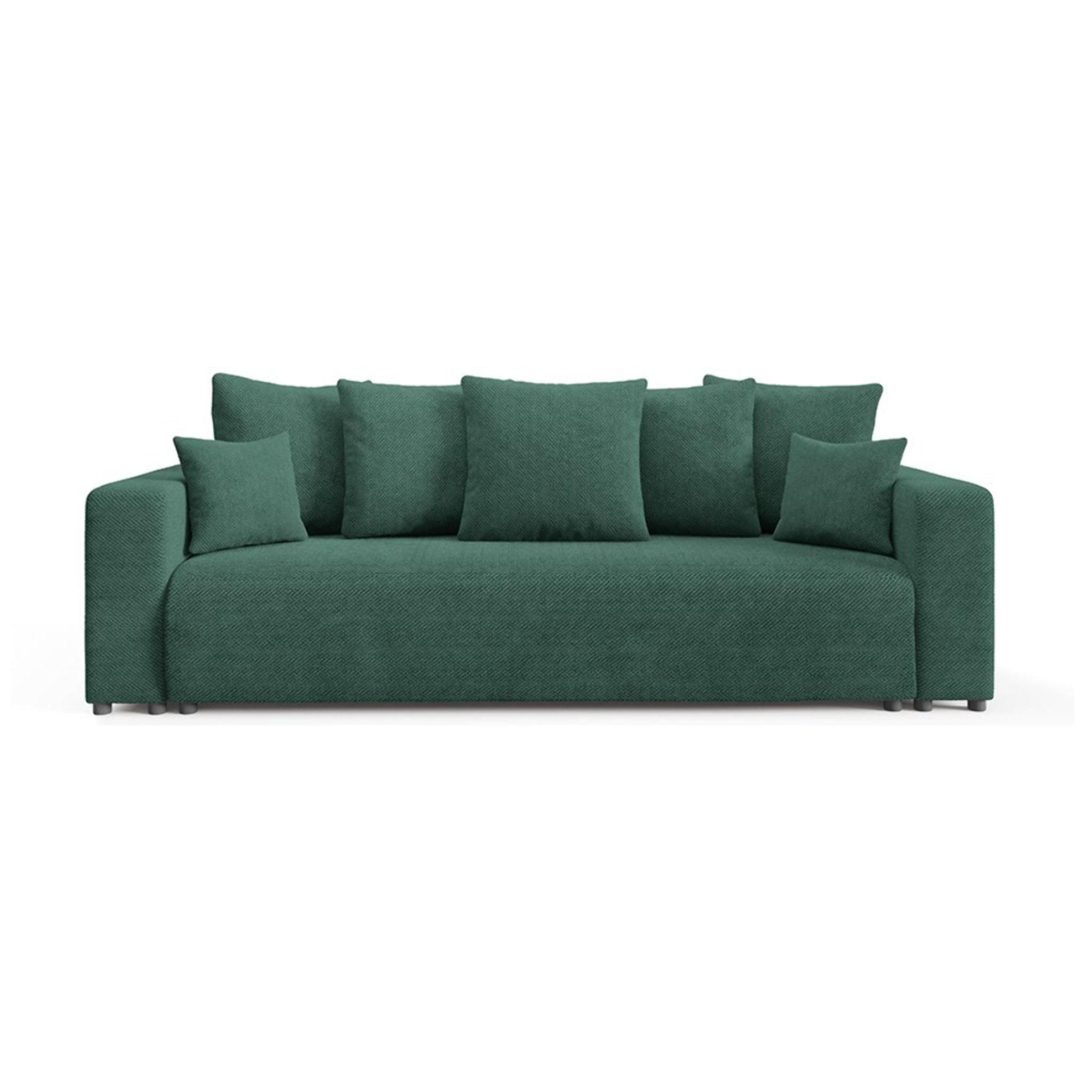 GLORIA - Canapé droit convertible 3 places en tissu vert