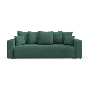 GLORIA - Canapé droit convertible 3 places en tissu vert
