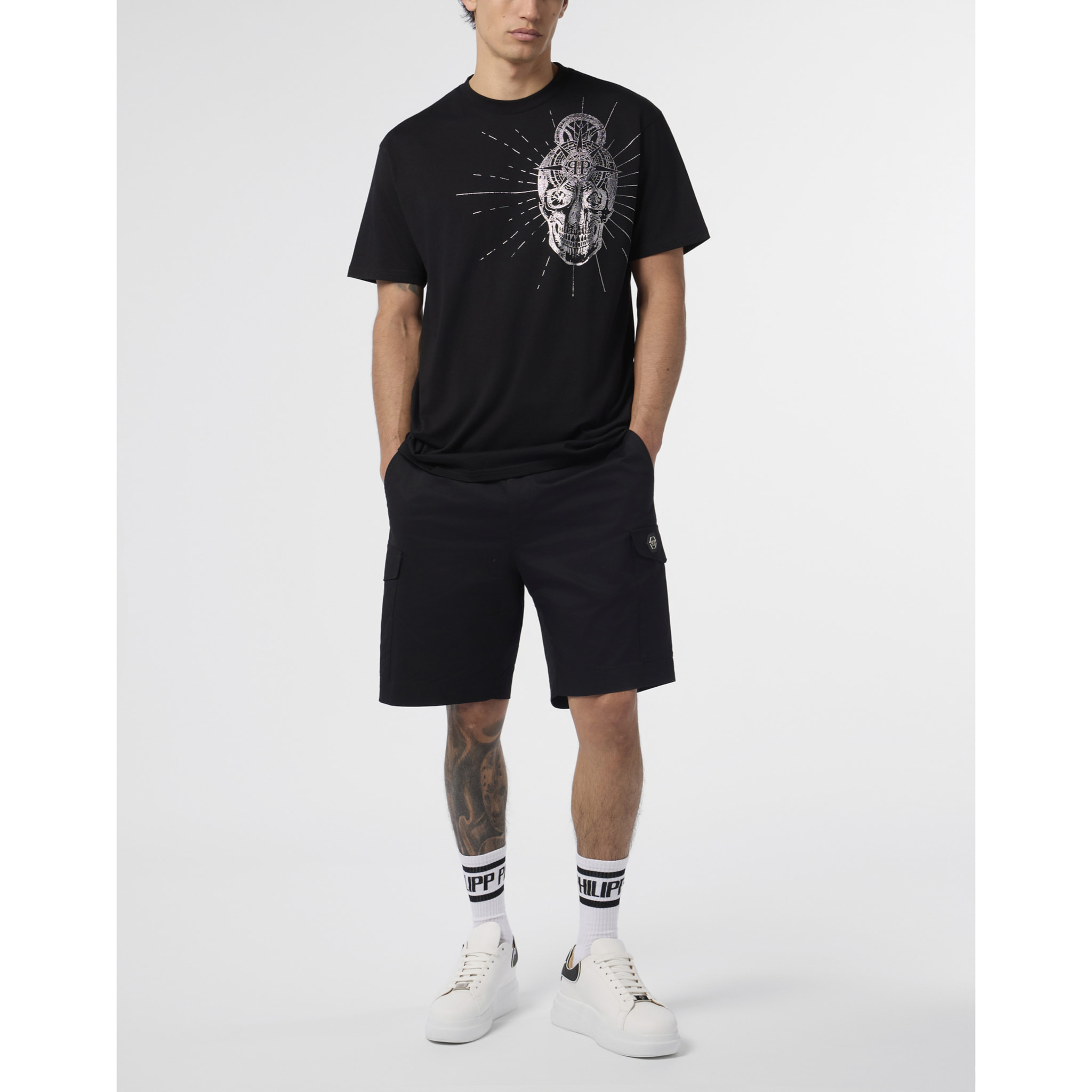 PHILIPP PLEIN Round Neck T-Shirt Skull Stones