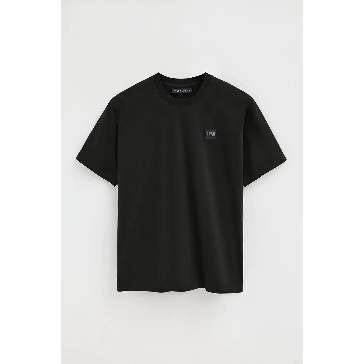 Camiseta negra de corte holgado con parche Polo Club