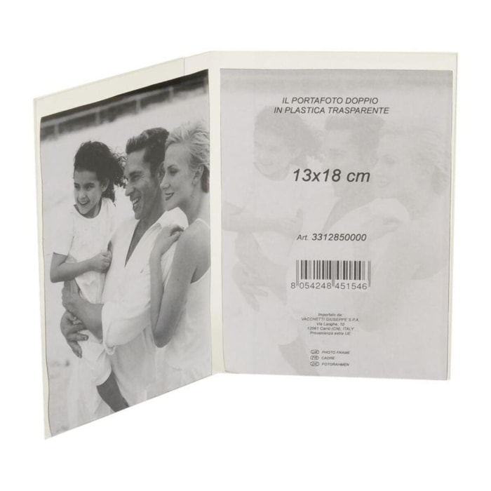 Portafoto da tavolo in plastica easy doppio cm13xh18x0,5