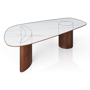 Table à manger Tomasucci TENO, en céramique, noyer, 235 × 115 × 76 cm