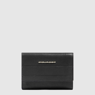 Piquadro Portefeuille à 3 volets femme en cuir avec porte-cartes de crédit et protection RFID, petit format
