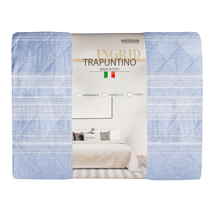 TRAPUNTINO SINGOLO DIS.INGRID STRIPES BLU MADE IN ITALY MEZZA STAGIONE