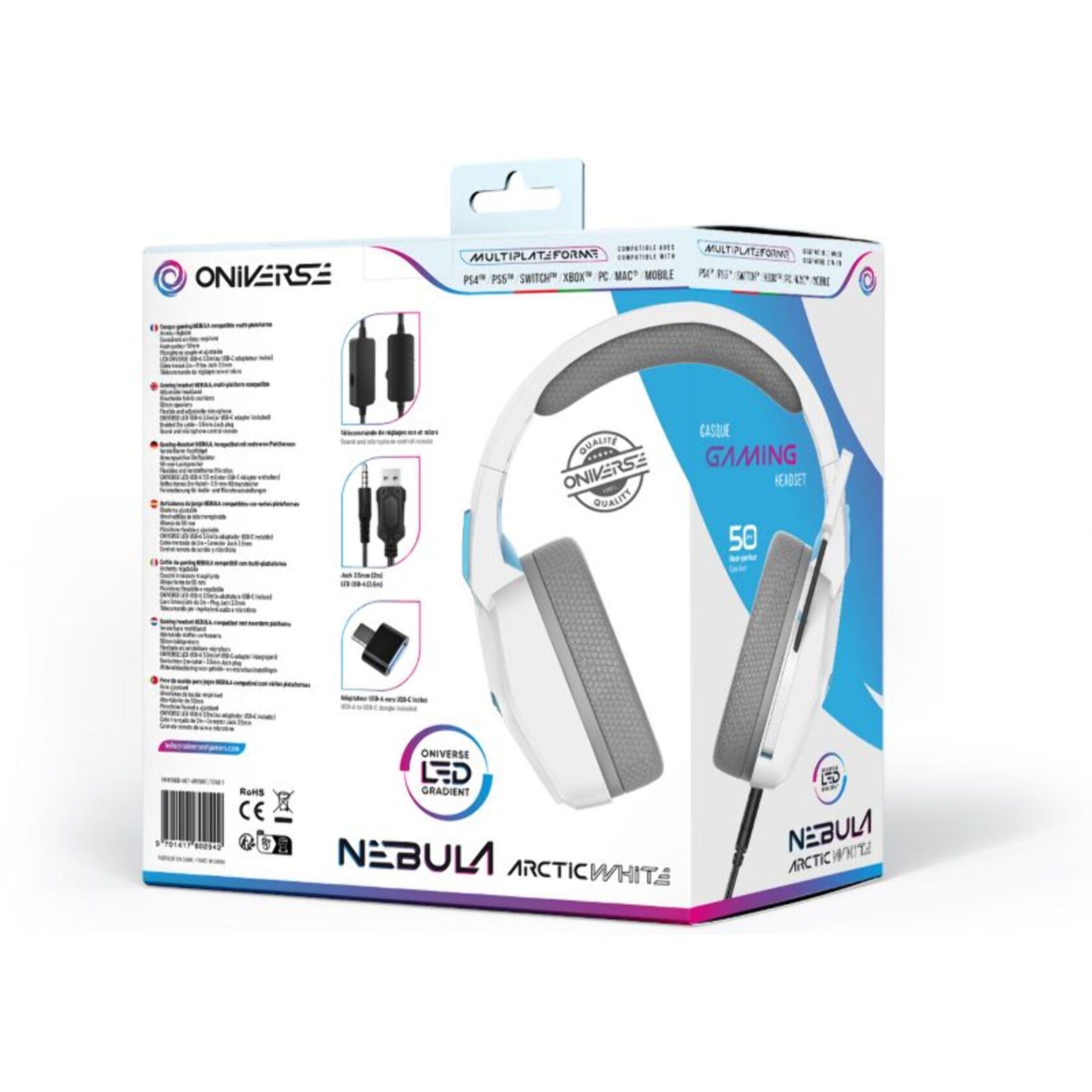 Casque gamer ONIVERSE Nebula Arctic White