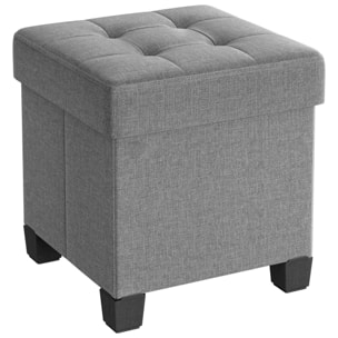 Pouf contenitore pieghevole grigio chiaro in tessuto effetto lino