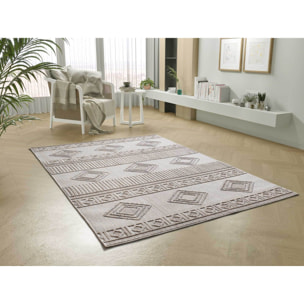ELEMENT Alfombra étnica con relieve en color beige, varias medidas disponibles.