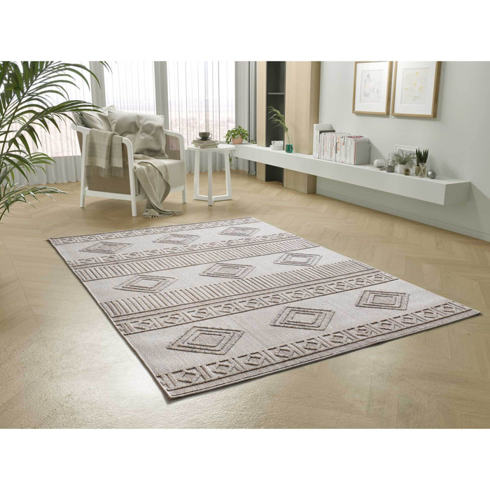 ELEMENT Alfombra étnica con relieve en color beige, varias medidas disponibles.