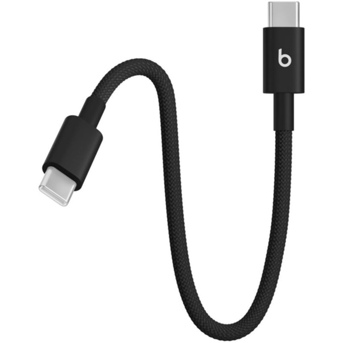 Câble de charge BEATS tissé court USB-C vers USB-C 20 cm Noir
