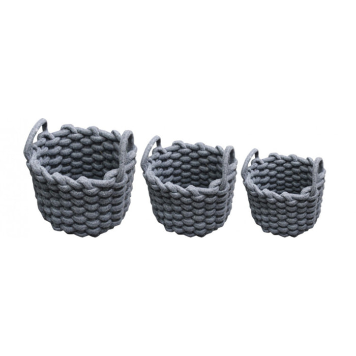 Lot de 3 paniers rond en corde tressée - AMOR