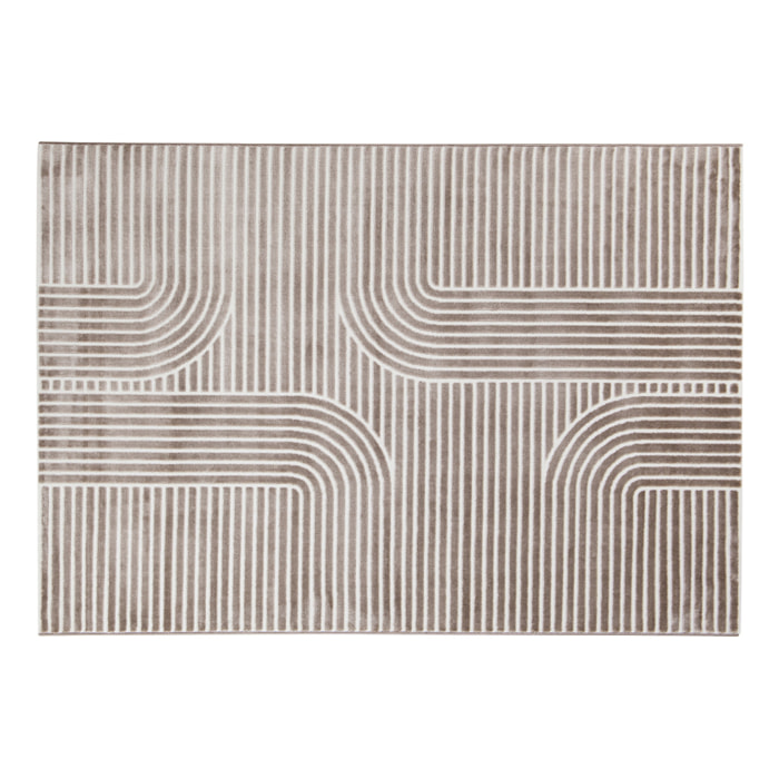 Tapis graphique rectangulaire taupe 160 x 230 cm MAGNUS