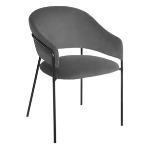 Fauteuil "Siron" - velours - gris