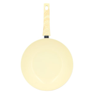 Wok en aluminium 28cm crème - compatible induction COLORAMA