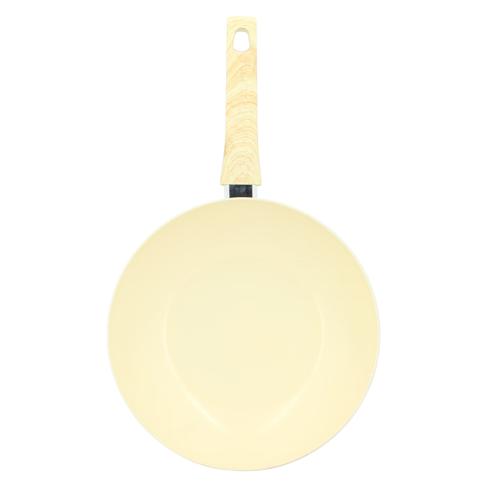 Wok en aluminium 28cm crème - compatible induction COLORAMA