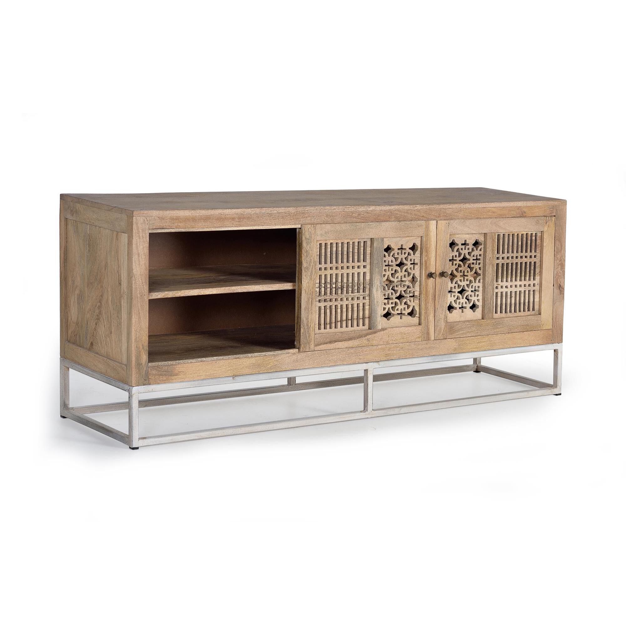 Mueble tv - madera de mango y hierro - 65x160x40cm