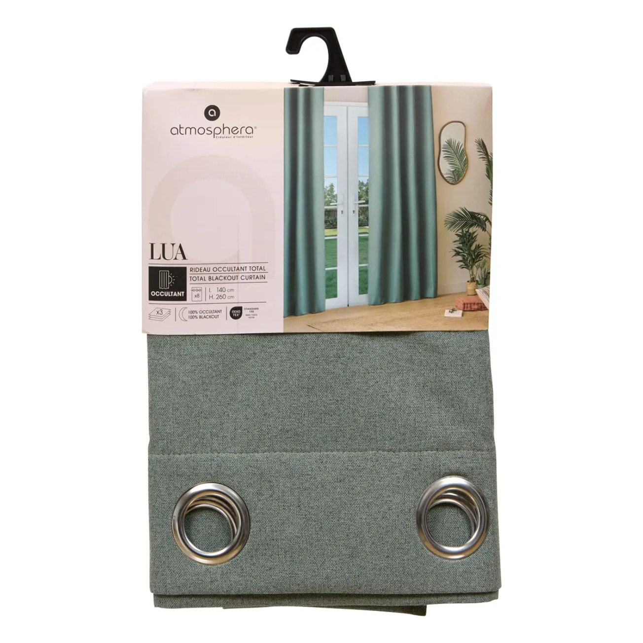 Rideau occultant Lua vert 27x39cm