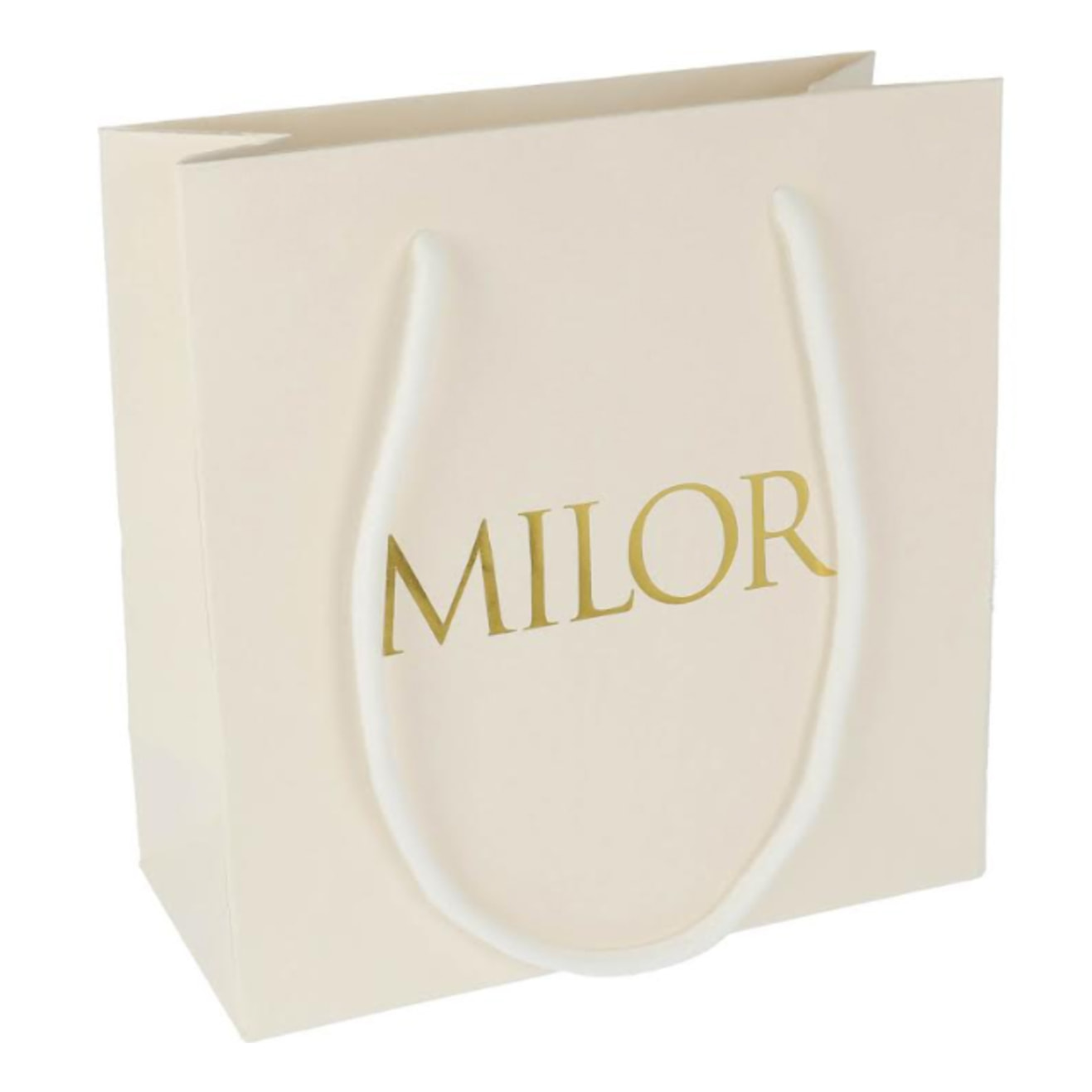 Sacchetto Regalo Milor - Bianco e Oro - 24.5x24.5x8 cm