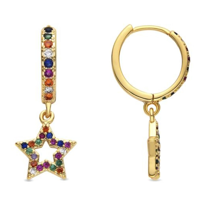 Pendientes con Circonita Multicolor acabado oro 18k