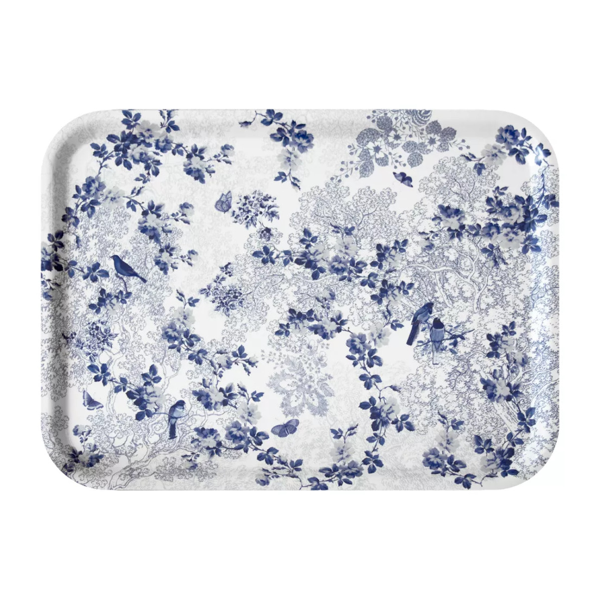 Plateau bois imprimé bleu Voliere bleu