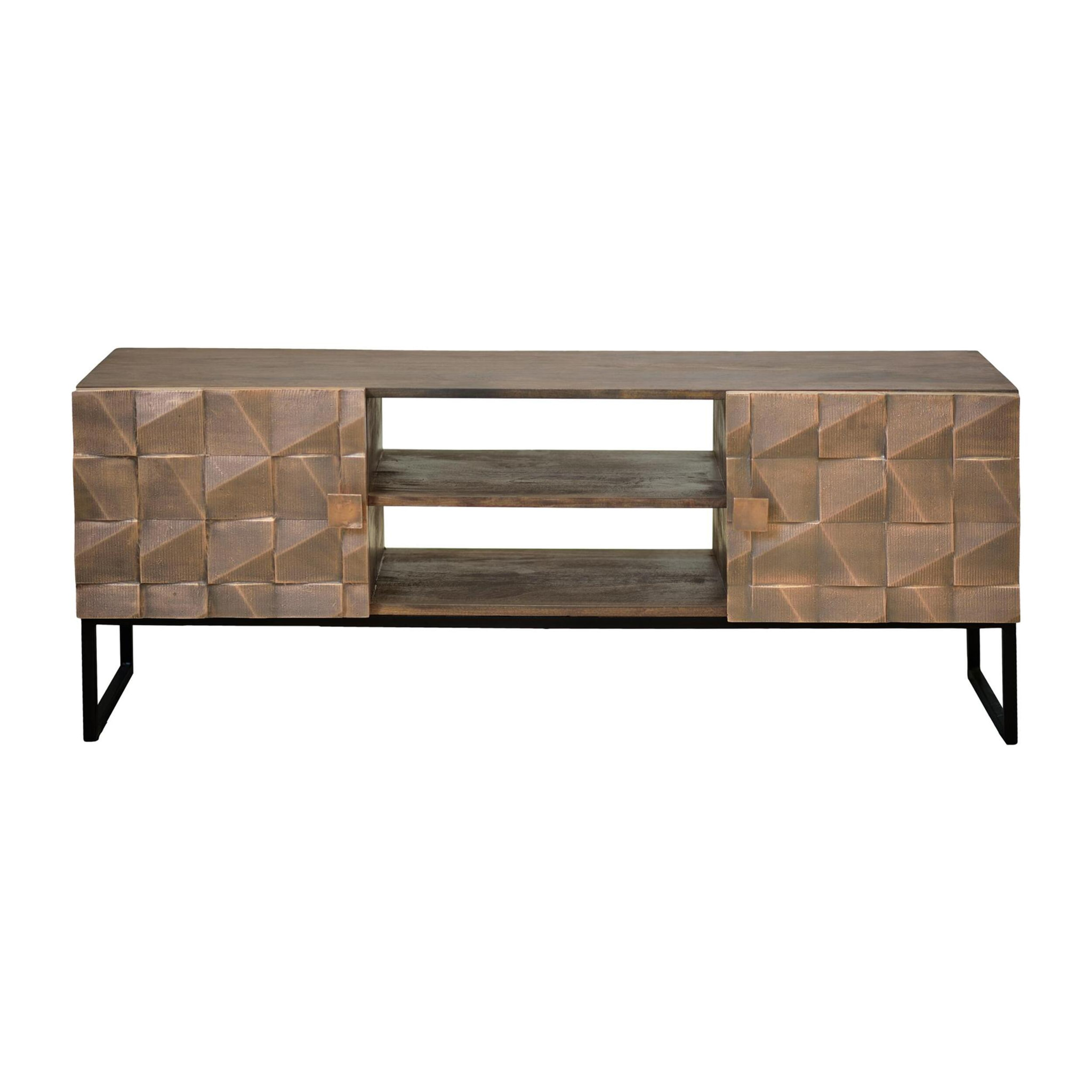 Mueble tv - madera de mango y bronce - 55x140x40cm