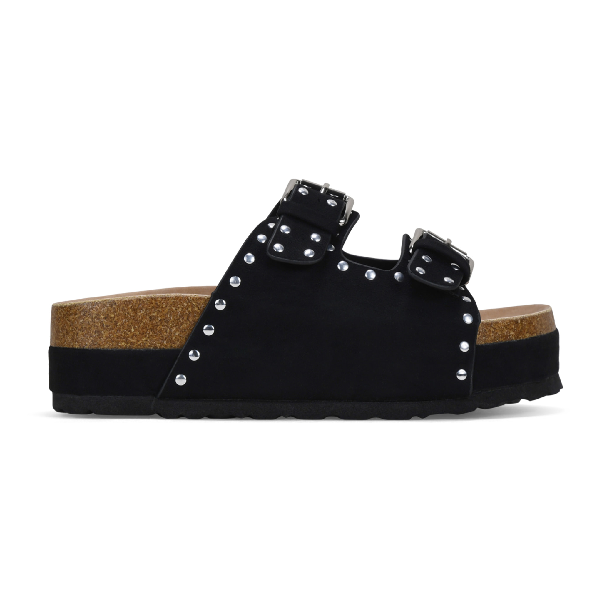 Sandalias de plataforma negras con dos correas