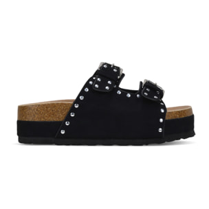 Sandalias de plataforma negras con dos correas