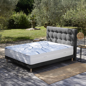 Tete de lit capitonnée Eden gris anthracite, chenille bouclettes