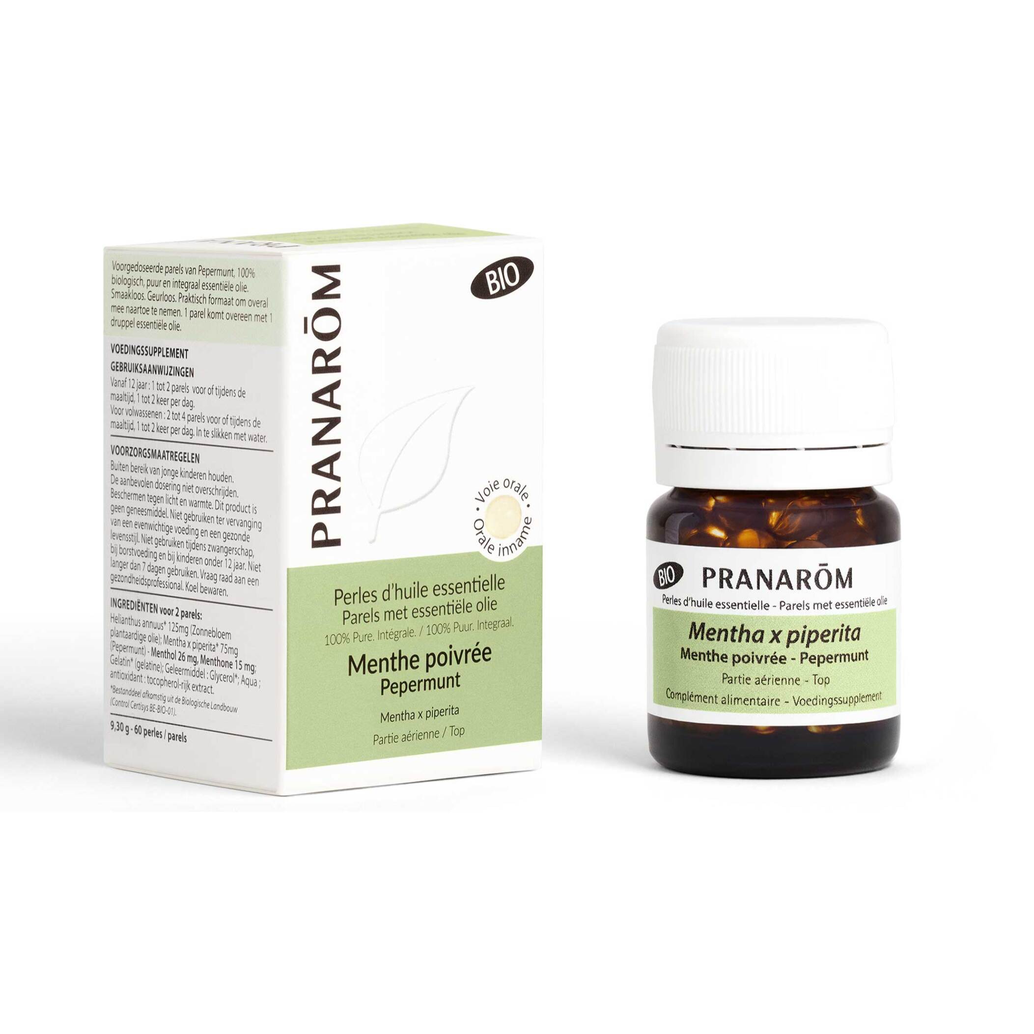 Pranarom - Perles d'Huile Essentielle de Menthe poivrée - Bio - 60 Perles