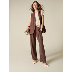 Oltre - Pantaloni palazzo in lyocell - Marrone