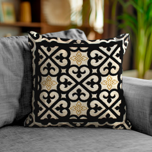 COPPIA CUSCINI ARREDO JACQUARD SFODERABILI 50X50 CM ARABIC NERO