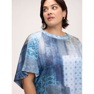 Fiorella Rubino - Blusa in viscosa con stampa patchwork - Blu