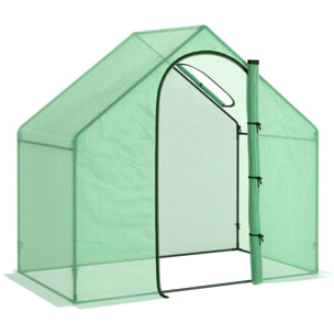 Invernadero Pequeño Invernadero de Exterior con Ventana Puerta con Cremallera y Marco de Acero Invernadero para Cultivar Tomates Plantas Flores 180x100x168 cm Verde