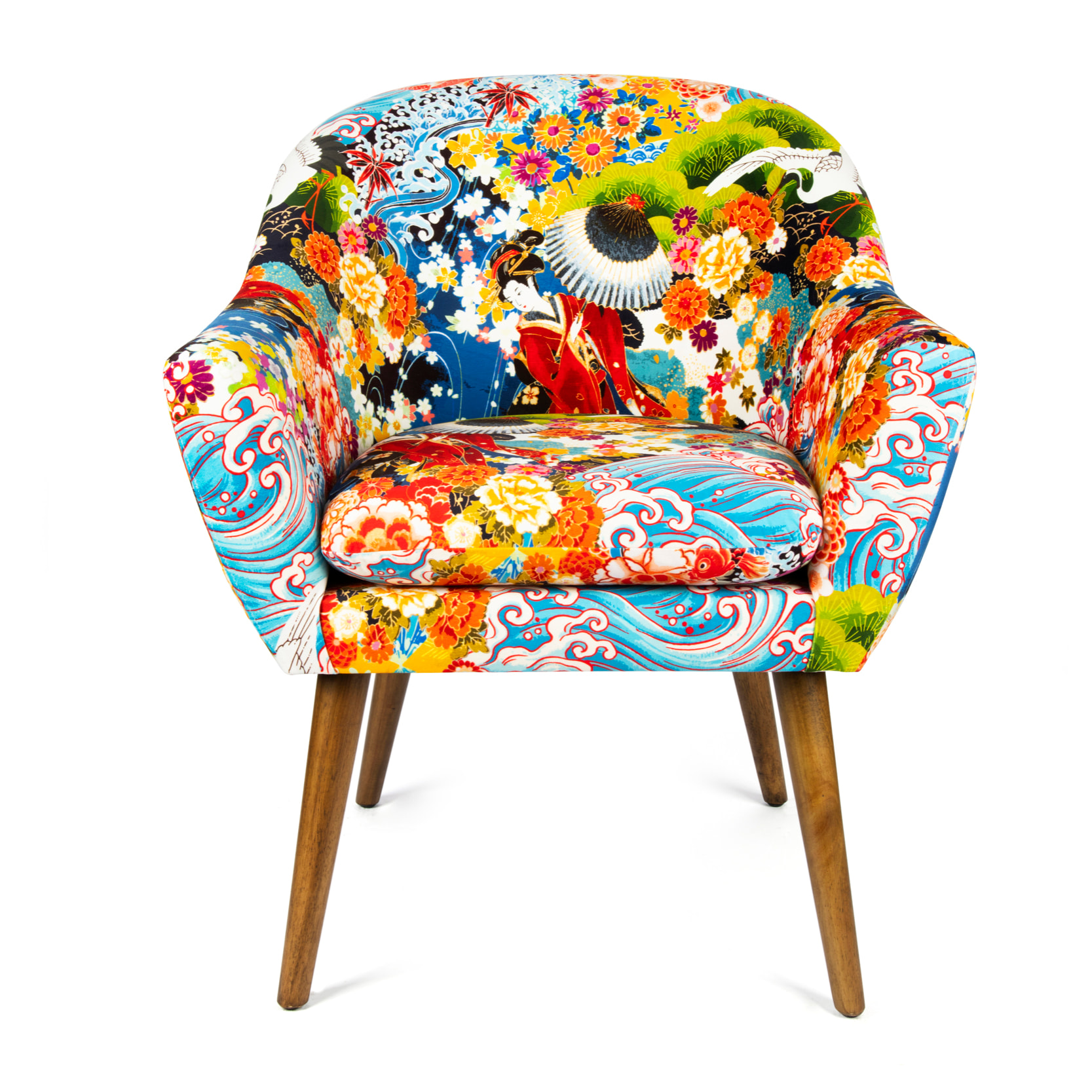 Poltrona Kimono Excelsa in poliestere e legno, 70,5 x 65 x 83 cm, multicolore